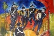 La banda musicale dei carabinieri-olio su tela-2001