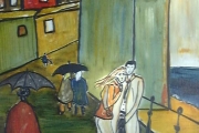 Giornata di pioggia (ovvero I fidanzati)-olio su cartone telato-1972