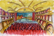 Teatro con poltrone rosse, Olio su tela, 	42X26 circa	Agosto/sett. 2015
