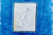 Nudo con cornice blu, Olio su tela, 	33,5X39 circa	Ott.2015