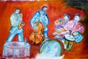 Quartetto jazz, Olio su tela, 69,5X40 circa	Agosto 2015