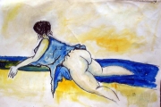 Nudo con scialle-olio su tela-2001