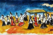 Processione con baldacchino -olio su tela-2001