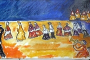 Processione con banda musicale-olio su tela-2002