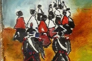 Processione con carabinieri- 2001- olio su tela