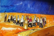 Processione-figure grandi- 2002-olio su tela