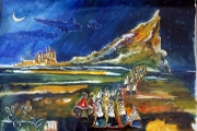 Processione sotto la luna-olio su tela-80X55-2002