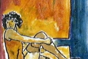Donna con le calze-olio su tela-13X23- 1982