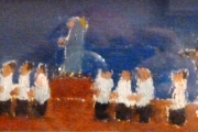 Processione - olio su cartone- 1963