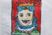 Re con baffi, Olio su tela, 	29,5X29,5 circa	Sett. 2015