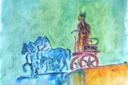 Quadriga ( Palazzo di giustizia – Messina), Olio su tela, 	41X40	Agosto 2015