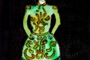 Dama con vestito verde, Olio su tela,   26X41 circa Agosto 2015